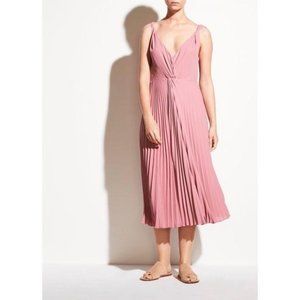 New Vince dress, Twisted Front Pleated midi dress size 12, Dusty Rose